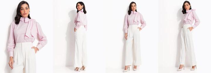 Blusa Rosa Claro em Tecido Plano Tricoline