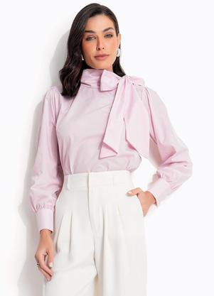 Blusa Rosa Claro em Tecido Plano Tricoline