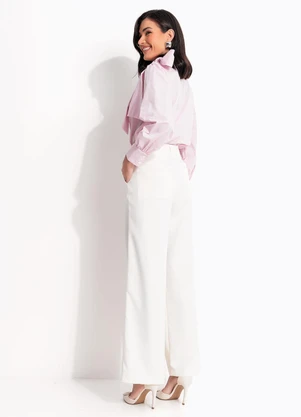 Quintess - Blusa Rosa Claro em Tecido Plano Tricoline - QUINTESS