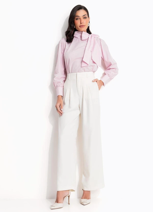 Quintess - Blusa Rosa Claro em Tecido Plano Tricoline 3