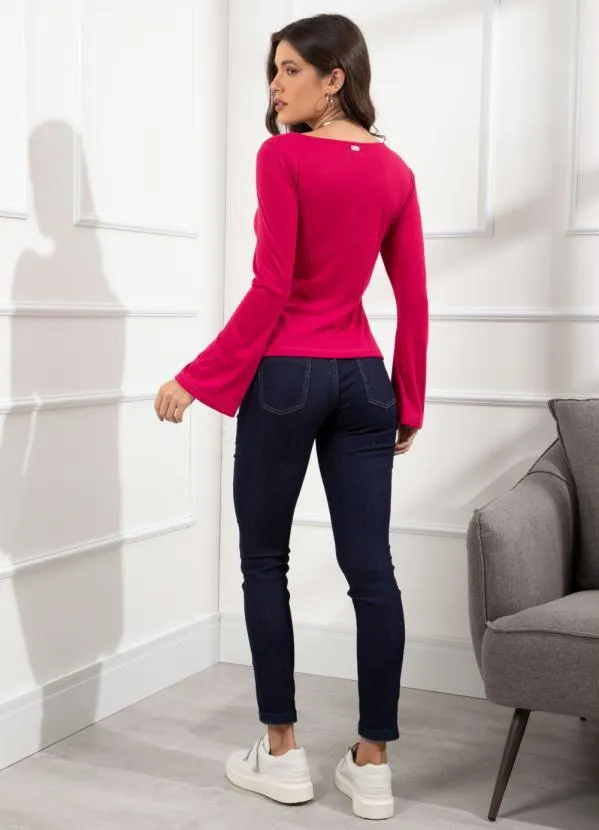 Quintess - Blusa Rosa com Decote Assimétrico 3