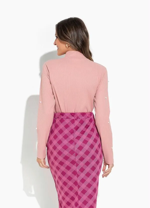 Rosalie - Blusa Rosa com Gola Alta 2