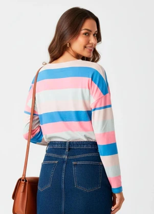 Quintess - Blusa Rosa em Malha Peluciada - QUINTESS