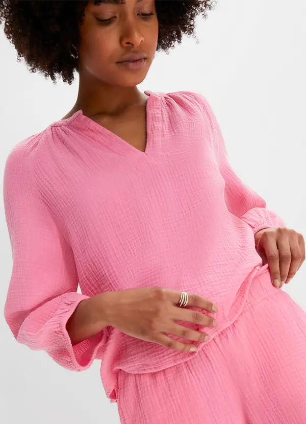 bonprix - Blusa Rosa em Tecido de Algodão 5