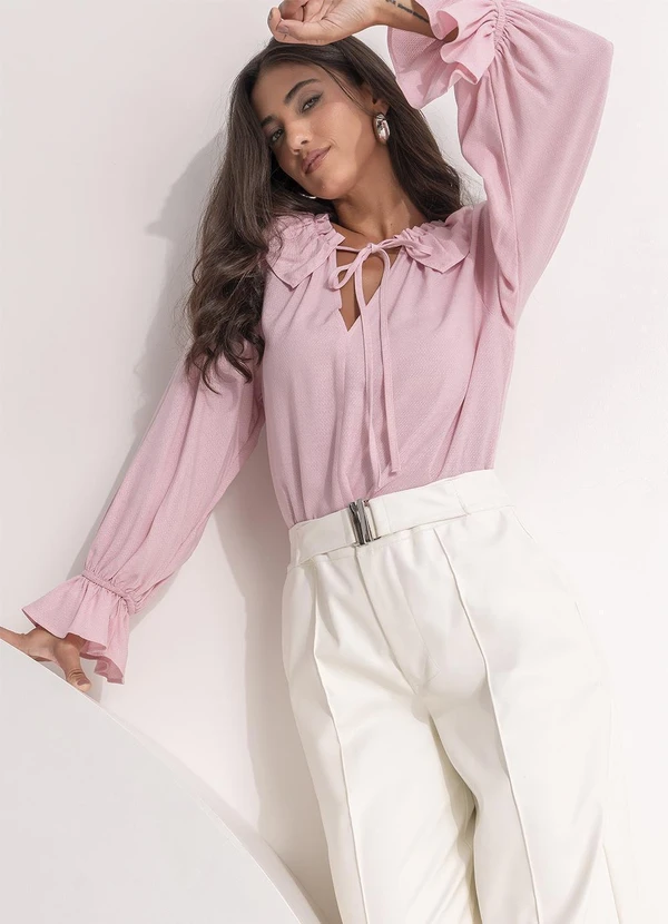 Quintess - Blusa Rosa em Viscose Plana 8