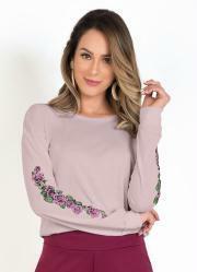 Blusa Ros com Estampa nas Mangas