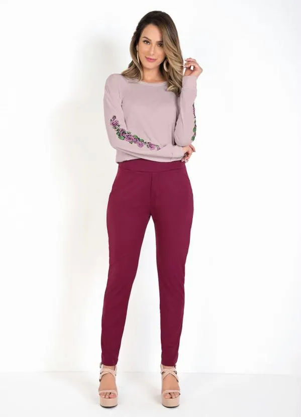 Moda Pop - Blusa Rosê com Estampa nas Mangas 4