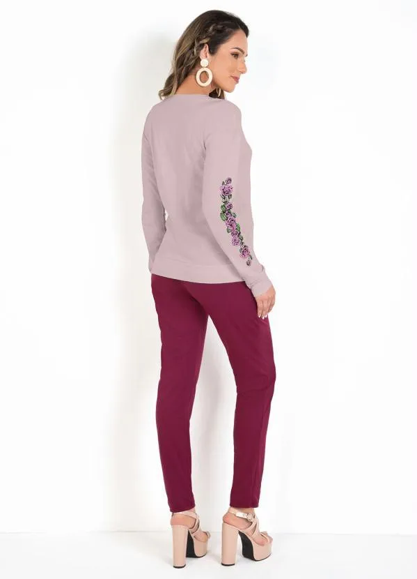 Moda Pop - Blusa Rosê com Estampa nas Mangas 5