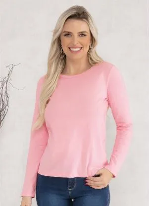 Moda Pop - Blusa Rosê com Manga Longa - MODA POP