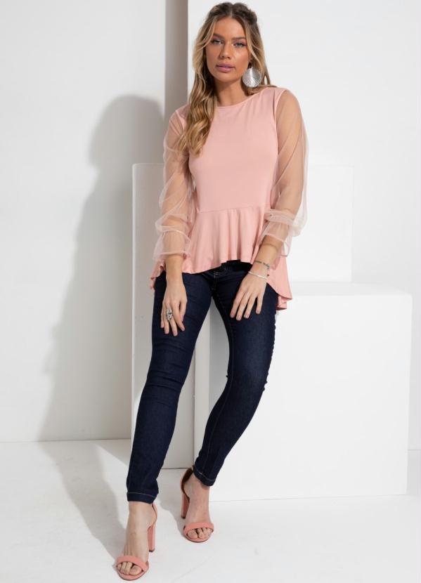 Outlet - Blusa Rose com Transparência nas Mangas 5