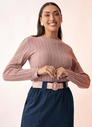 Rosalie - Blusa Rosê Maquinetada - ROSALIE