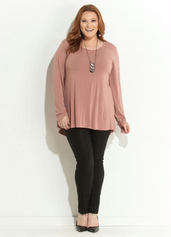 Quintess - Blusa Rosê Modelo Mullet com Mangas Longas 3