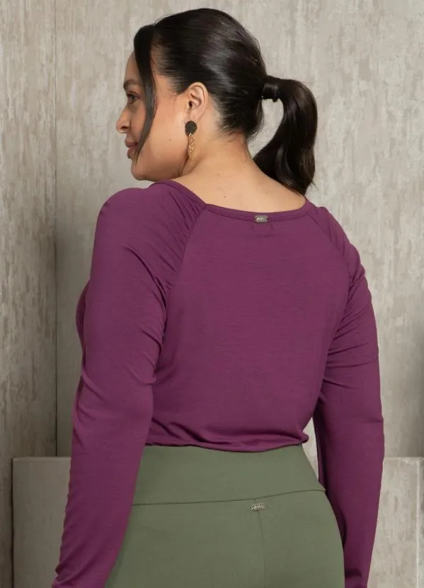 Quintess - Blusa Roxa com Mangas Raglan Franzidas 8