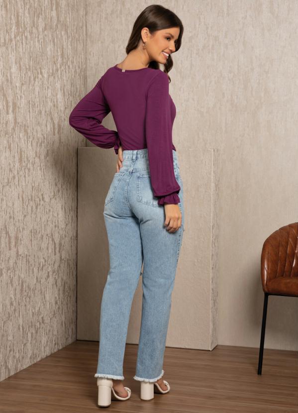 Quintess - Blusa Roxa de Mangas Longas com Elástico 5
