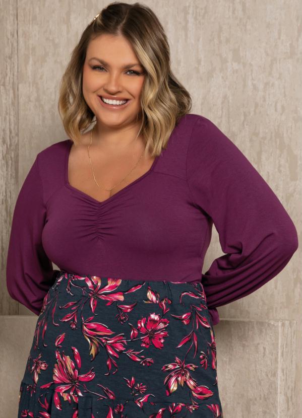 Quintess - Blusa Roxa de Mangas Longas com Elástico 4