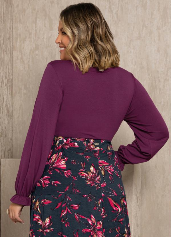 Quintess - Blusa Roxa de Mangas Longas com Elástico 3