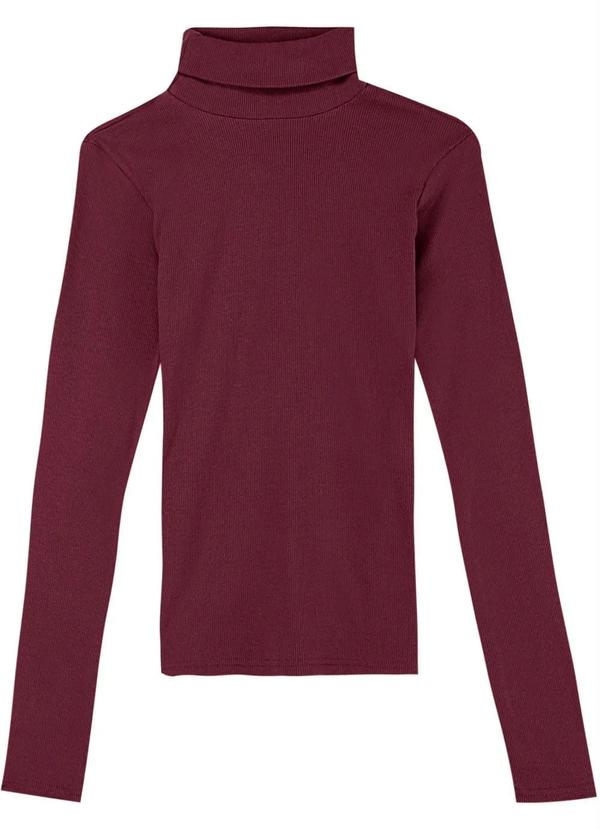 Malwee - Blusa Roxo Gola Alta em Ribana Feminino