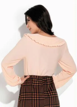 Rosalie - Blusa Salmão com Gola Babado - ROSALIE