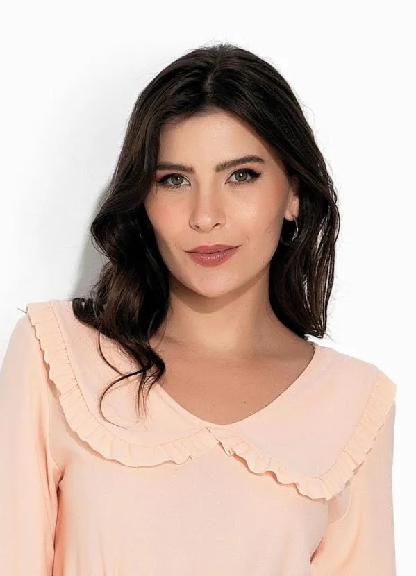Rosalie - Blusa Salmão com Gola Babado 3