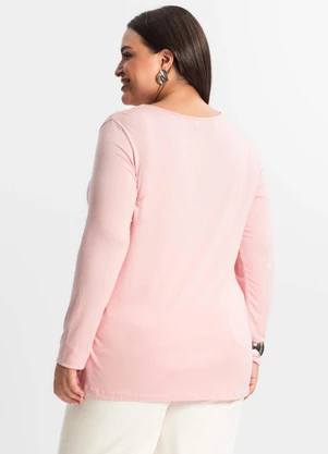 Secret Glam - Blusa Gola Canoa Manga Longa Rosa Bebe - SECRET GLAM