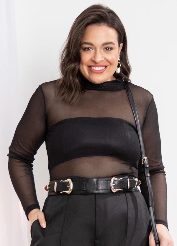 Quintess - Blusa Segunda Pele em Tule Preta 5