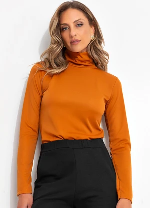 Blusa Segunda Pele Gola Alta Caramelo Moda Pop