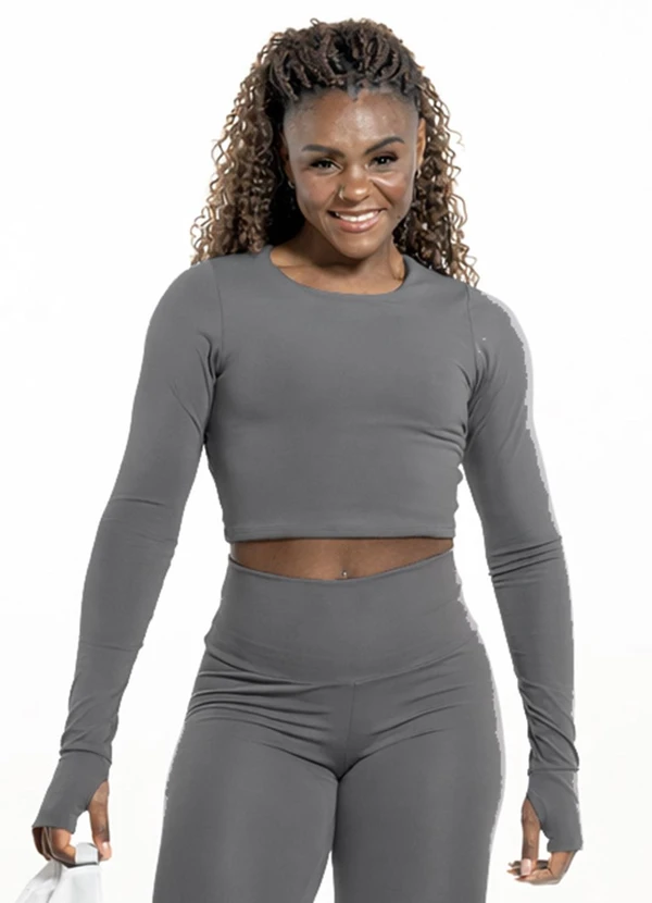 Cobertura - Blusa Sport Manga Longa Cinza