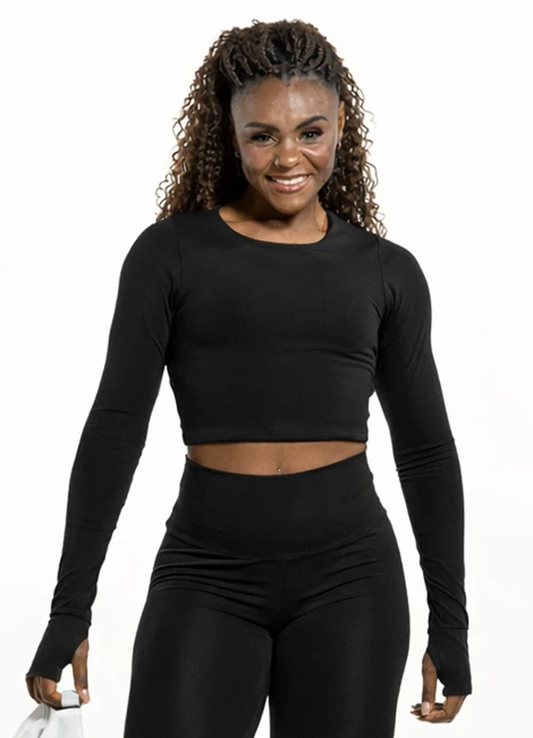 Cobertura - Blusa Sport Manga Longa Preto