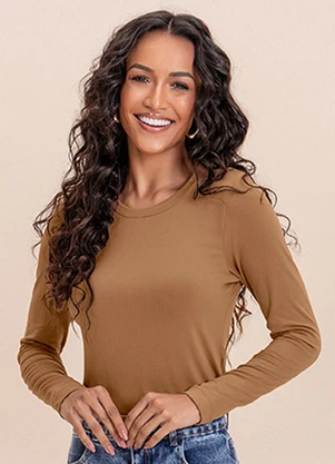 Angel - Blusa Suede Basic Marrom - ANGEL