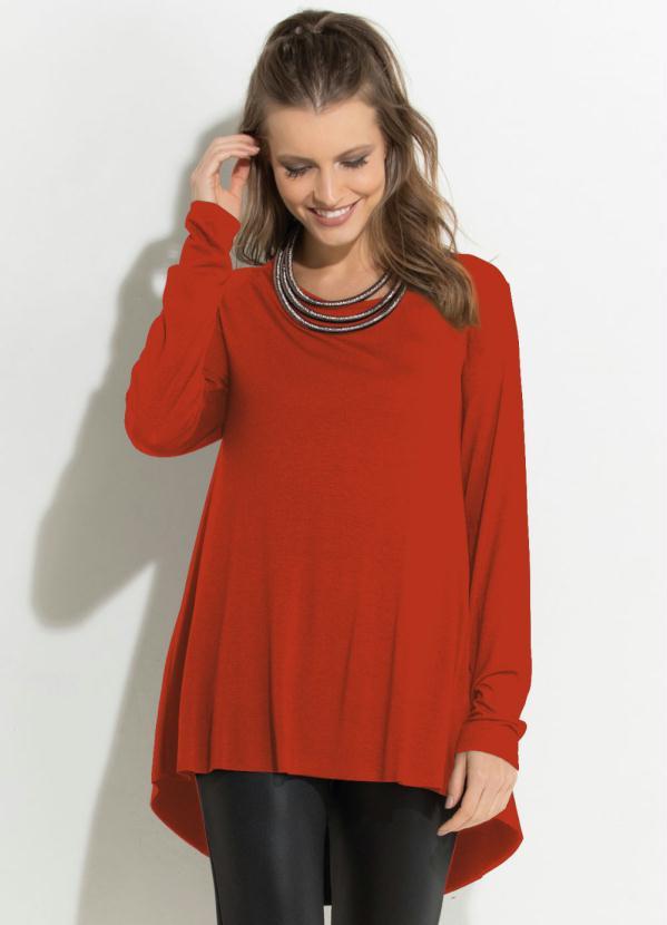 Quintess - Blusa Telha Modelo Mullet com Mangas Longas