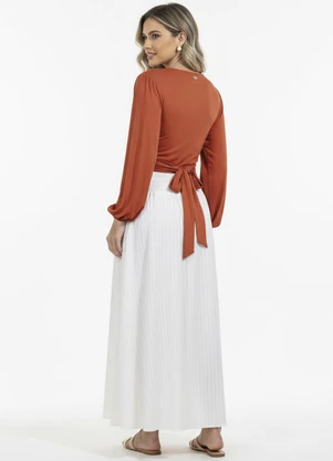 Quintess - Blusa Telha Transpassada com Mangas Longas - QUINTESS