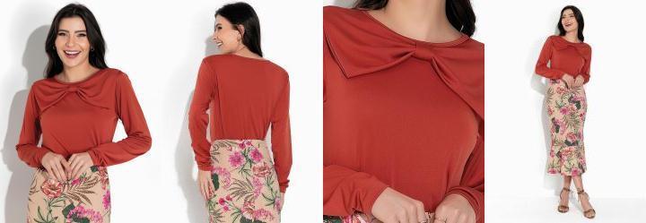Blusa Terracota com Pala Lao