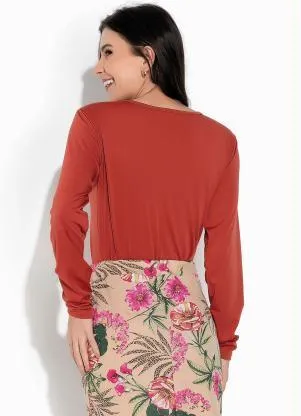 Rosalie - Blusa Terracota com Pala Laço - ROSALIE
