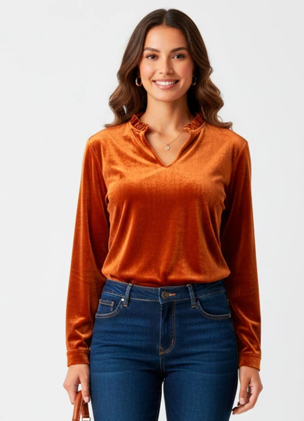Quintess - Blusa Terracota em Veludo 6