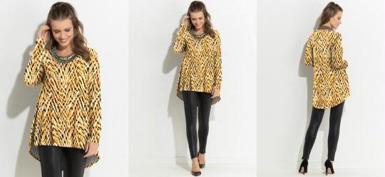 Blusa Tigre Ferrugem Mullet com Manga Longa