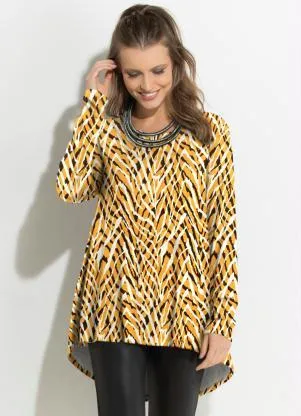 Quintess - Blusa Tigre Ferrugem Mullet com Manga Longa - QUINTESS