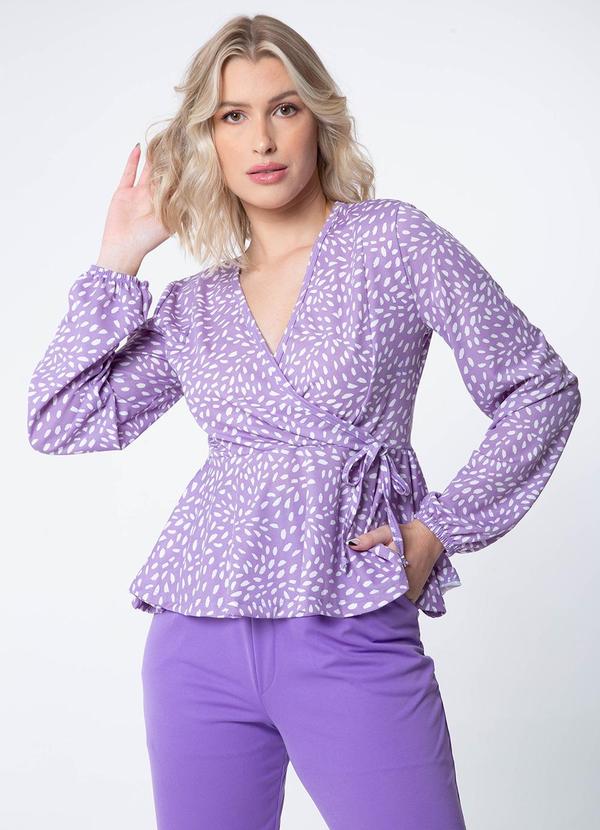 Misiss - Blusa Transpassada com Babado de Poá Aline Roxo