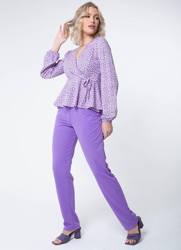 Misiss - Blusa Transpassada com Babado de Poá Aline Roxo 4