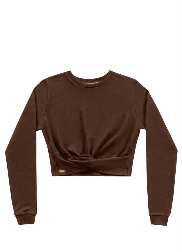 Angel - Blusa Transpassada de Molecotton Marrom