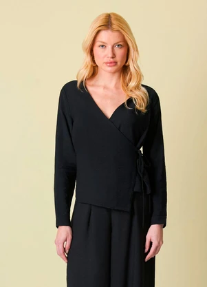 Ritmi Studio - Blusa Transpassada Manga Longa - RITMI STUDIO