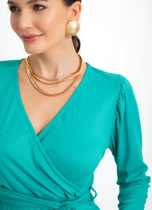 bonprix - Blusa Transpassada Verde Esmeralda - BONPRIX