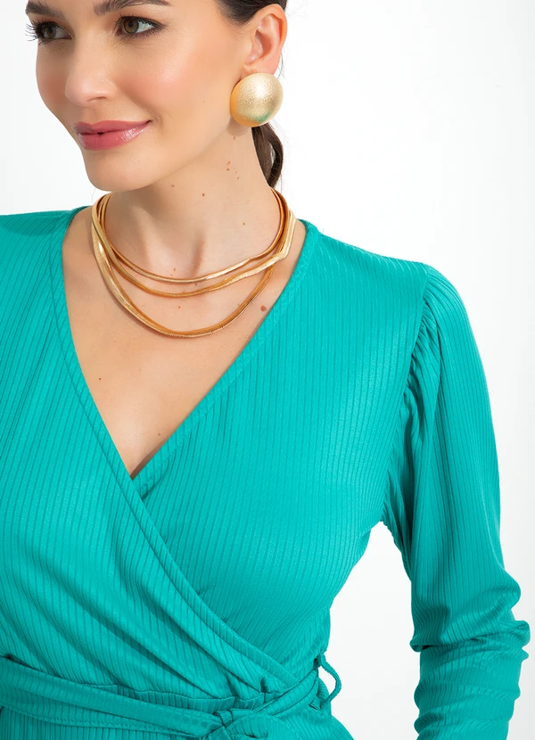 bonprix - Blusa Transpassada Verde Esmeralda 5