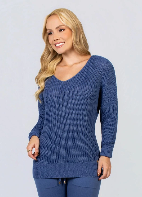 Doce Tom - Blusa Tricô Feminina Manga Longa Confortável