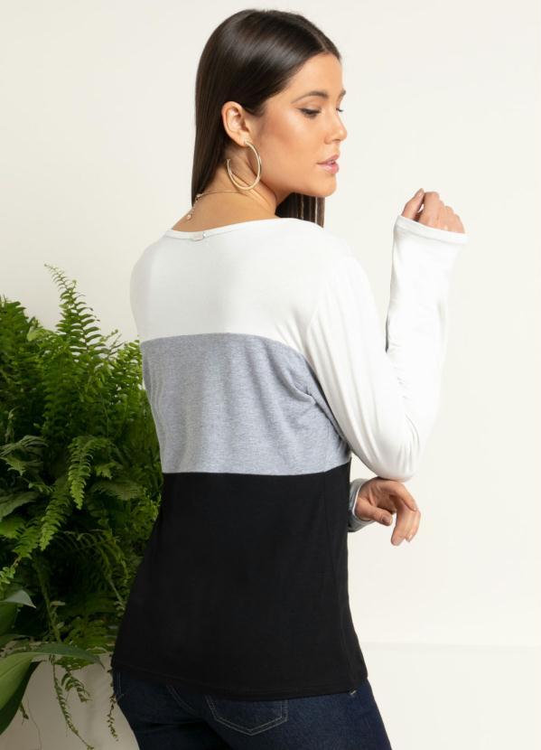 Quintess - Blusa Tricolor Mescla com Recortes 2