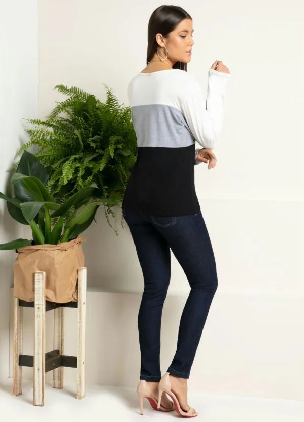 Quintess - Blusa Tricolor Mescla com Recortes 4