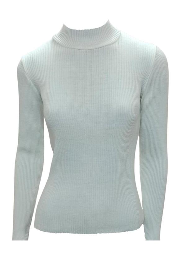 Malharia Adão - Blusa Tricot Canelado com Gola Alta Branco