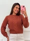 Doce Tom - Blusa Tricot Elegante Manga Trançada Marrom - variação: Marrom