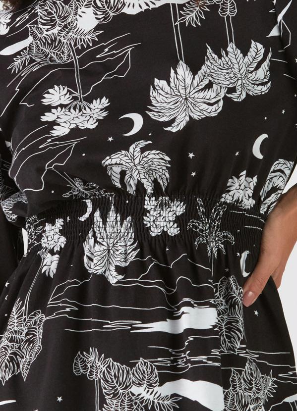 Malwee - Blusa Tropical com Elástico Preto 2