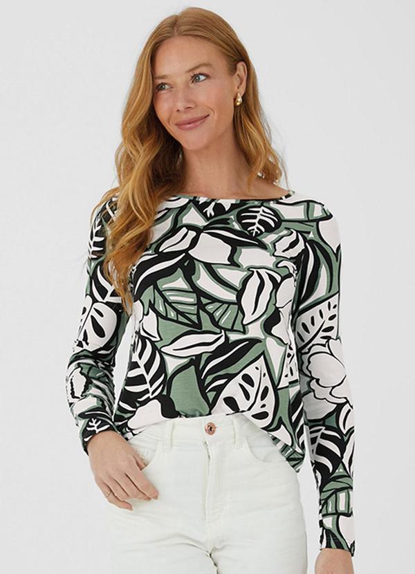 Malwee - Blusa Tropical em Viscose Conforto Verde