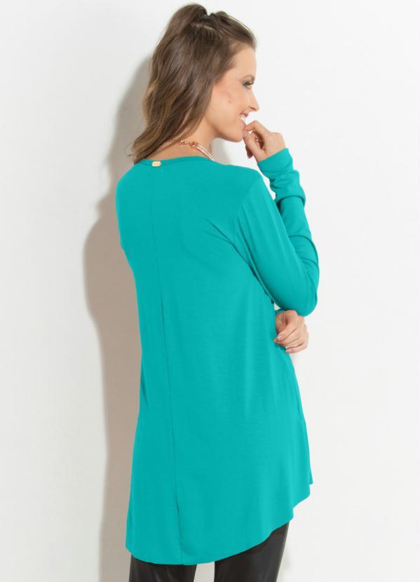 Quintess - Blusa Turquesa Mullet com Mangas Longas 8